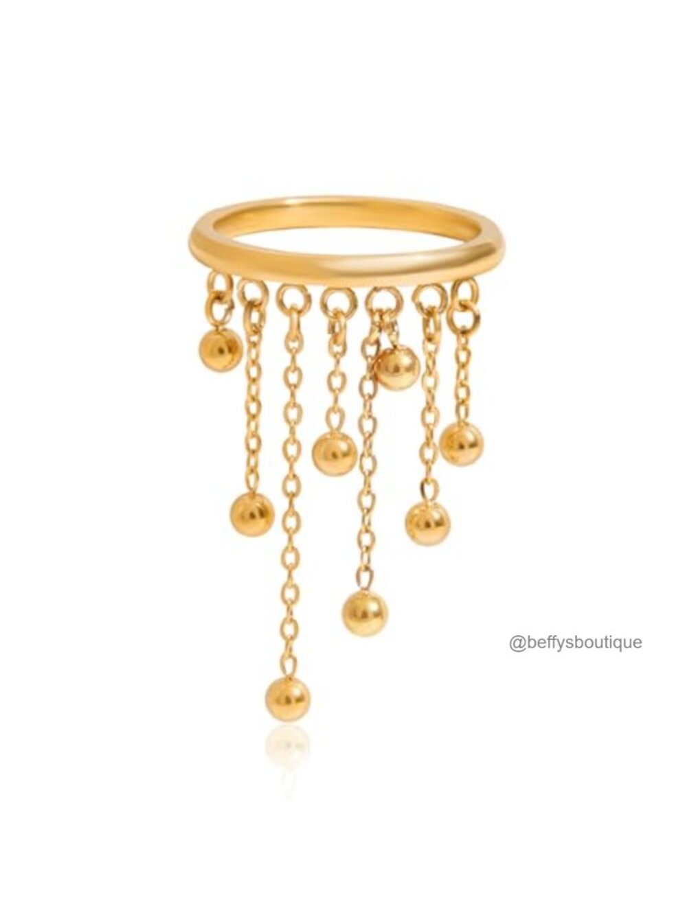 18K Gold Plated Stainless Steel Tassel Dangle Stacking Ring Women